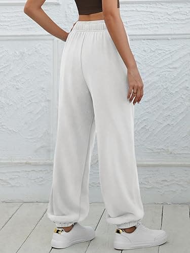 ATHMILE Sweatpants Women Baggy Lounge Pants Workout Gym Active High Waisted Comfy Joggers for Women Fall Clothes 2025 - Small - White thumbnail 4