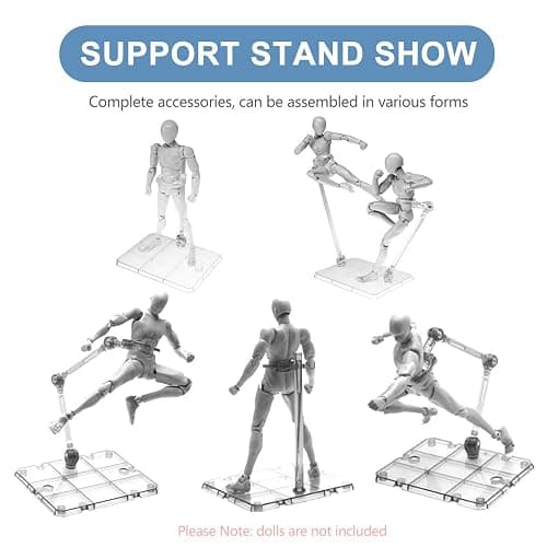 XISTEST Action Figure Stand, 8 PCS Assembly Action Figure Display Holder Base Doll Model Support Stand Compatible with HG RG SD SHF Gundam 1/144 Toy with Screwdriver Transparent thumbnail 3