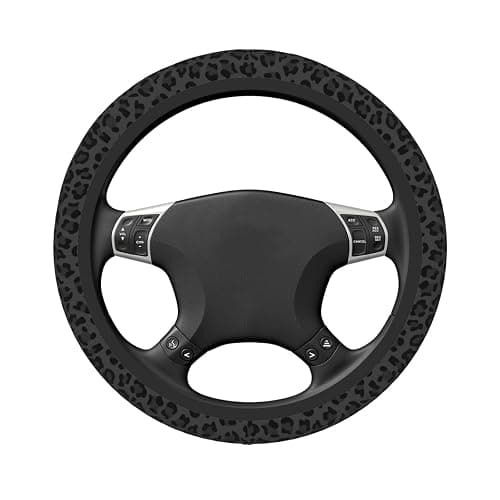 Black Leopard Print Cheetah Elastic Steering Wheel Cover for Women,Universal Auto Steering Wheel 14-15 Inch Car Interior Accessories with 2PCS Car Coasters,Suitable for Men and Women thumbnail 8
