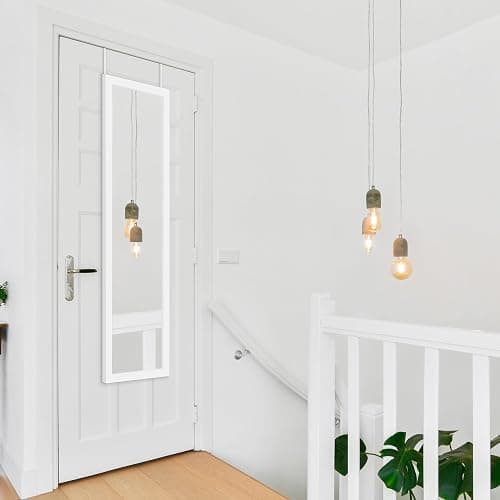 Americanflat 12x48 Over The Door Mirror - Hanging Full Length Mirrors with Engineered Wood - Modern Mirror for Bathroom, Bedroom, Living Room - Mirrors for Wall Display and Home Decor - White thumbnail 9