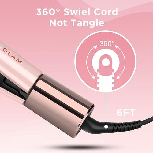 IG INGLAM Titanium Flat iron Hair Straightener, Curling Iron 1 Inch, Infrared Negative Ionic Hair Iron Straightener 11 Adjust Temp 250°F to 450°F, Shiny Hair Dual Voltage 110-240V, Gift, Pink thumbnail 5