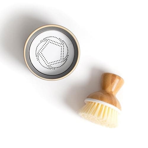 Full Circle Bubble Up Bamboo Dish Brush–Family Safe, Formaldehyde-Free– Ergonomic Palm Scrubber with Handle for Kitchen Cleaning, Dish Scrub Brush for Nonstick, Cast Iron & Sink,White thumbnail 7