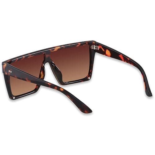 LYZOIT Square Oversized Sunglasses for Women Men Big Flat Top Fashion Shield Large UV Protection Rimless Shades | Fashion Shield Large Sun Glasses UV Protection Rimless Shades thumbnail 2