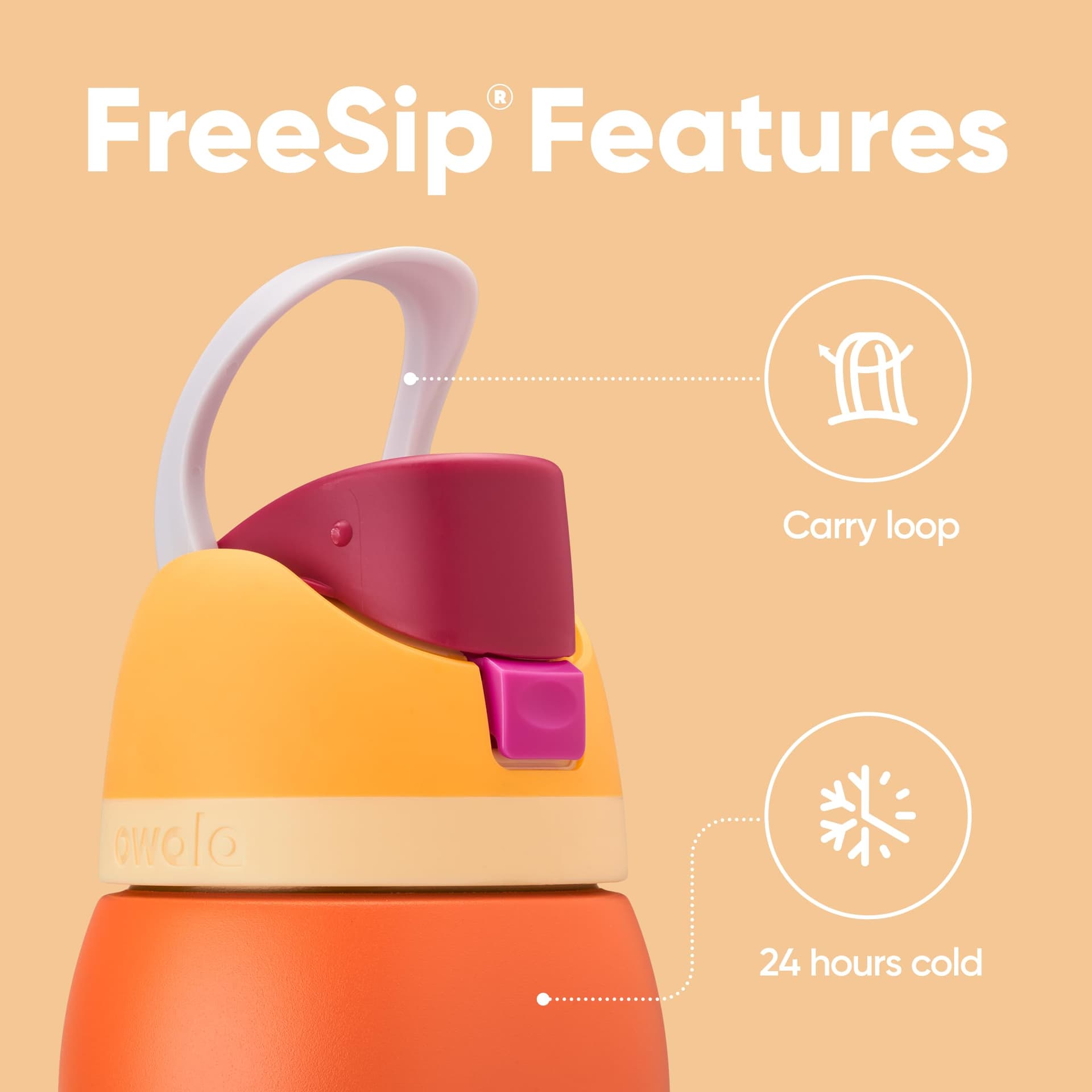 Owala FreeSip Insulated Stainless Steel Water Bottle with Straw for Sports, Travel, and School BPA-Free Sports Water Bottle, 24 oz, Citrus Crush thumbnail 4