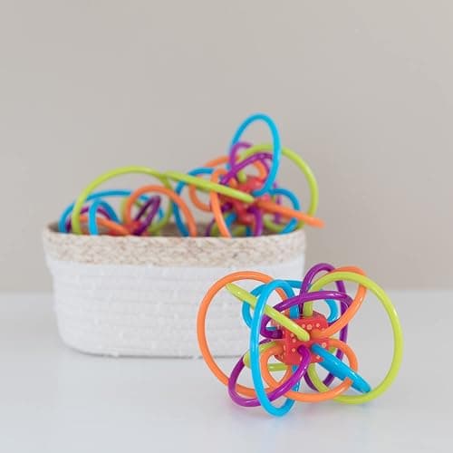 Manhattan Toy Winkel Rattle & Sensory Teether Toy, Blue/Green/Orange, 5 Inch x 4 Inch x 3.5 Inch thumbnail 5