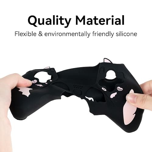 GeekShare Halloween ps5 Controller Skin Set Sweetheart Skull Design Anti-Slip Silicone Cover for ps5 Wireless Controller with 2 Thumb Grips & 2 Stickers (Black) thumbnail 3