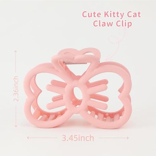 2 Pcs White and Pink Bow Claw Clips Kawaii Animal Barrettes Accessories for Women Girls Medium Cute Fun Cat Jaw Clip for Valentines Birthday Back to School Gifts thumbnail 6