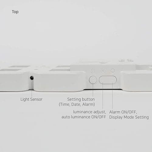 mooas 3D Pure Mini White LED Clock, Multi-Function LED Clock (Calendar, Alarm, Temperature) (8.5" White Table Alarm Clock) thumbnail 8
