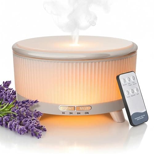 500ML Large Capacity Essential Oil Diffuser, Ultrasonic Aromatherapy Diffuser with 7 Color LED Lights with Remote Control, Cool Mist Humidifier, Timed Mist, Auto Shut-Off (Minimalist White) - Image 1