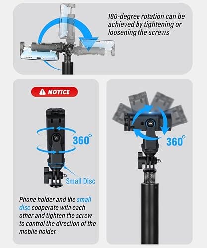 BMZX Golf Tripod Monopod, 47" Selfie Stick for Golf Swing Training & Recording | with Spike, Tripod, Phone Holder, 1/4"-20 Screw, Carry Bag | Compatible with iPhones, Android & Cameras thumbnail 6