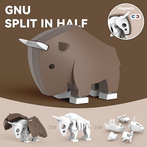 Magnetic Animal Building Toys, STEM Toddler Learning Toys 3D Puzzle Animals for Boys Girls, Educational Magnetic Travel Montessori Toy Lion Elephant Crocodile, Unique Birthday Gift for Kids 3 4 5 6 7 thumbnail 6