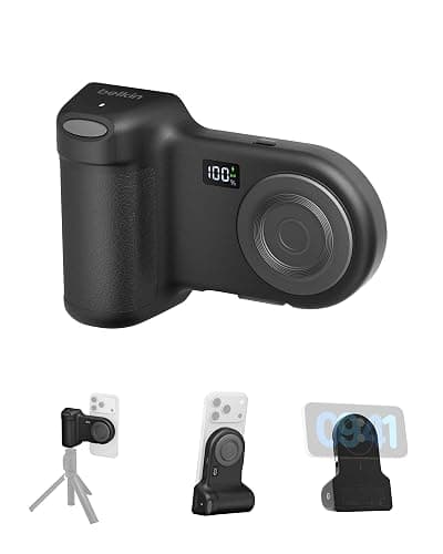 Belkin Stage Powergrip, Magnetic Wireless Charging Camera Grip 9300mAh, Power Bank w/Retractable USB C Cable, Bluetooth, Tripod Attachment, LCD Screen, Portable Charger for iPhone, Google Pixel, etc. - Image 1