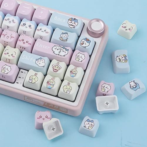 TYRIXKI PBT Keycaps 134 Keys Chiikawa Keycaps Dye-Sublimation Cute Kawaii Keycap Mao Profile Cat Shape Custom Keycap for Cherry Gateron MX Swithes Mechanical Keyboards thumbnail 2