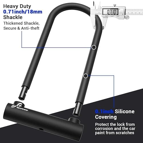 Sportneer Bike Lock, 18mm Heavy Duty Bike U Lock 11.5''x6.25'' Plus Size with 3 Keys Anti Theft Secure Locks for Bikes, E-Bikes, Motorbikes, Scooters thumbnail 4