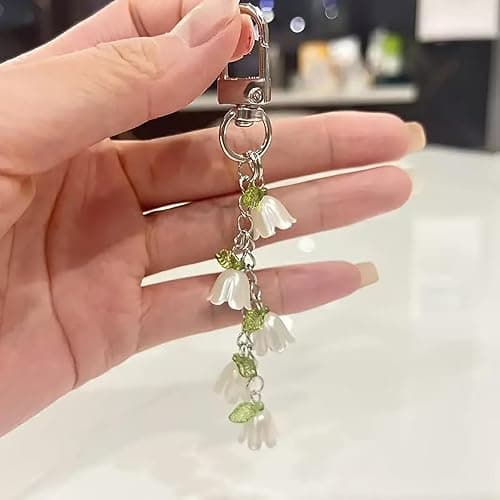Miokkley Lily of the Valley Keychain Gifts for Women, Cute Flowers Bag Charms for Handbags Purse Car Key Accessories thumbnail 6