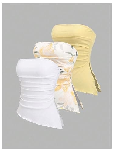 SOLY HUX Women's 3 Pack Strapless Top Going Out Tops Cute Tube Tops Y2k Bandeau Top Set Summer thumbnail 3