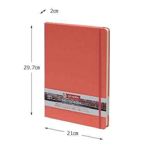 Talens Art Creation Sketchbook, Coral Red, 80 Sheets, 8.3 x 11.7 in | Hard-Bound Pocket Notebook, 140 GSM/94 lbs Paper, Acid-Free Cream Blank Paper, Ribbon Bookmark, and Elastic Closure thumbnail 3