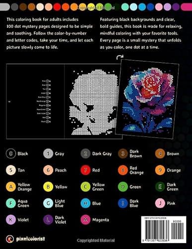 100 Color by Number Dots Mysteries: A Dot Coloring Book For Adults Relaxation and Wonder – Color Dots by Number and Letter (Pixelcolorist Quest) thumbnail 2