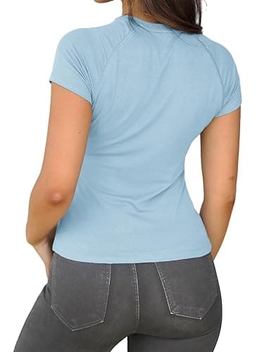 Abardsion Women Casual Raglan Sleeve Crewneck T Shirts - 2025 Summer Basic Activewear Slim Fit Going Out Tops thumbnail 2