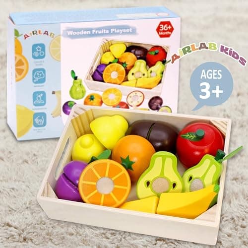 Airlab Frutta da Tagliare Giocattolo, Accessori Cucina Giocattolo Legno per Bambini Bambina, Set Cibo Finto Giocattolo per Cucina Bambini, Regalo Bambino Compleanno Pasqua Halloween Natale 3 4 5+ Anni thumbnail 7