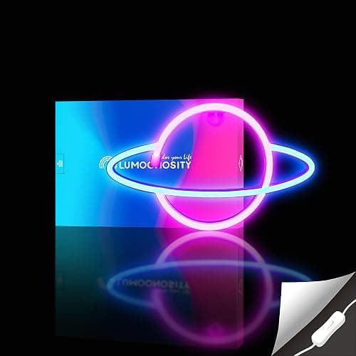 Lumoonosity Planet Neon Sign - USB Powered Saturn LED Light with On/Off Switch, Planet Led Sign for Wall Decor - Aesthetic Hanging Saturn Neon Light for Bedroom, Gaming Room thumbnail 5