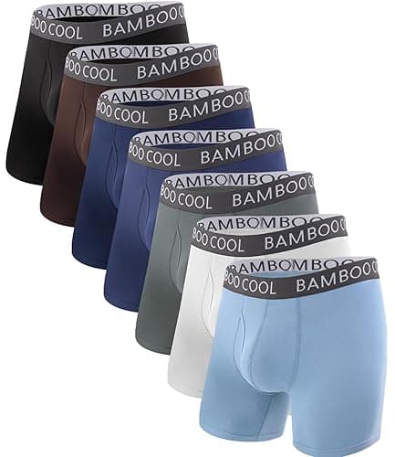 BAMBOO COOL Men's Ultra ComfortSoft Underwear, Moisture Wicking & Breathable No Ride Up Boxer Briefs with Fly, Multipack - 12-assorted (7 Pack) - Small