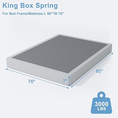 HOBINCHE King Box Spring - 7 Inch High Profile Box Spring for King Bed, Sturdy Metal Frame Mattress Foundation, Easy Assembly, Quiet & Noise-Free thumbnail 2