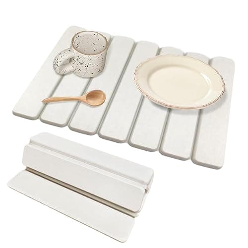 Stone Drying Mat for Kitchen Counter Foldable Stone Dish Drying Mat Non-Slip Quick Drying Mat for Sink Dish Rack Marble Worktop - Image 1