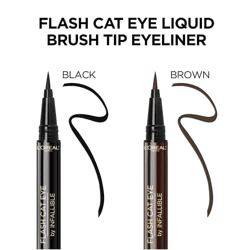 L'Oreal Paris Makeup Infallible Flash Cat Eye Waterproof Liquid Eyeliner, Black, 0.44 oz. thumbnail 9