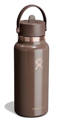 Hydro Flask Water Bottle - Insulated Stainless Steel - Wide Mouth Flex Straw Lid, Non Spill, Leakproof and Refillable in 32 Oz Chocolate Rose Gold thumbnail 4