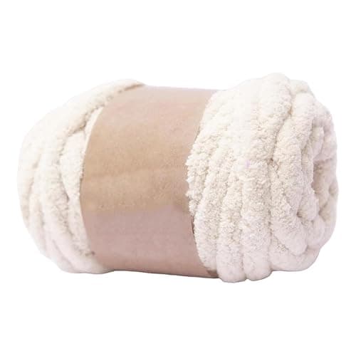 MagiDeal Thick Chunky Yarn Arm Knit Yarns Filling Handcrocheted Jumbo Tubular Yarn Bulky Yarns for Craft Knitted Blanket Pet Bed Sweaters, Beige White - Image 1
