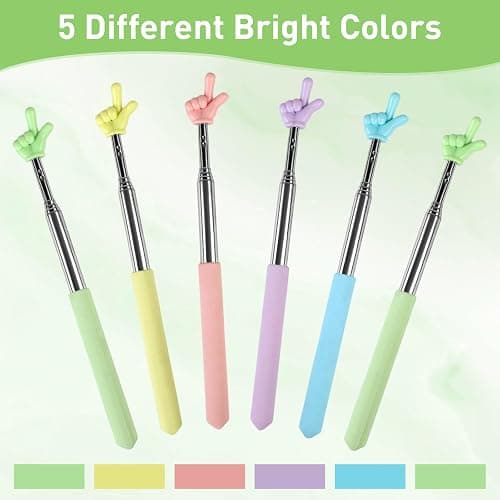 Azureal 6PCS Pointer Finger Stick, Extendable Colorful Finger Pointer Stick, Mini Retractable Teacher Pointer for Presentation, Whiteboard, Blackboard, Classroom Supplies(5 Color) thumbnail 3