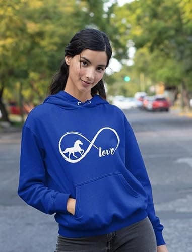 Tstars Infinity Love Horse Hoodie for Women and Teen Girls Equestrian Horseback Riding Gift Idea Sweatshirt with Horses thumbnail 4