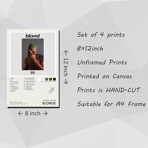 generisch Frank Ocean Poster (Set of 4) Music Album Cover Signed Limited Leinwand Poster Unframed 8inx12in(20x30cm) thumbnail 2