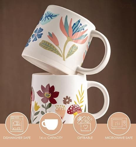 Karma, 14 oz Shelly Mug - Cute Coffee and Tea Mug - Ceramic Coffee Mugs for Women and Men, Hello Sunshine thumbnail 4