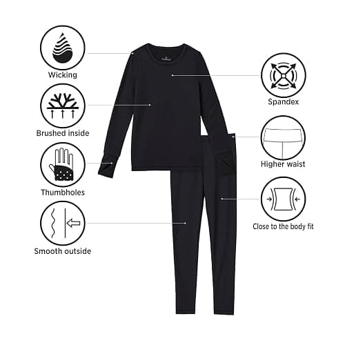 Cuddl Duds Girls Cold Weather Fleece-Lined Thermal Underwear 2-Piece Set - Kids Long Sleeve Top and Leggings Long Johns thumbnail 5