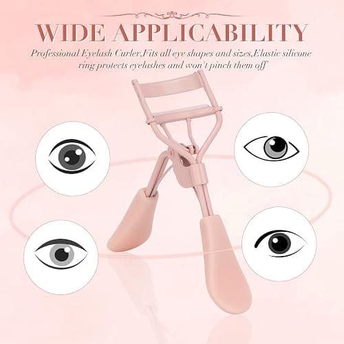 ODELY Eyelash Curler with Pads, Lash Curler with 10 Extra Silicone Replacement Pads, Comfortable Grip for Effortless Curling – Eyelashes for The Perfect Eye Contour (Rose Pink) thumbnail 5