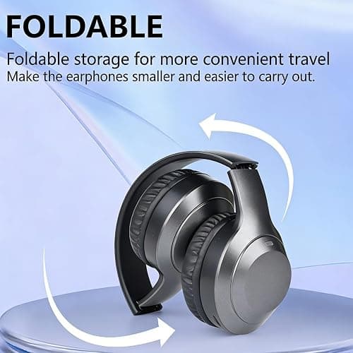 Wireless Bluetooth 5.4 Headphones Over Ear ,Noise Reduction Wireless Headphones with Microphone/Deep Bass,Adjustable HiFi Stereo Foldable On Ear Headset for Sports Travel Cellphone Tablet Office thumbnail 2