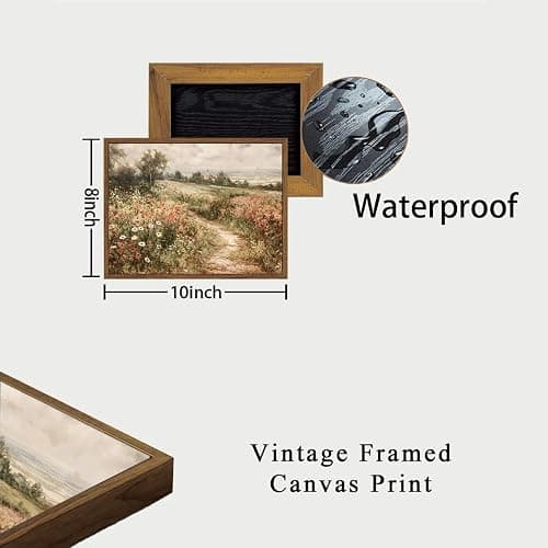 OIQArtOIQ Framed Canvas Wall Art,Vintage Decor,Landscape Nature Country Wildflower Paintings Farmhouse Pictures Modern Artwork Rustic Fall Flower Prints Cottagecore Office Living Room Bedroom Bathroom thumbnail 5