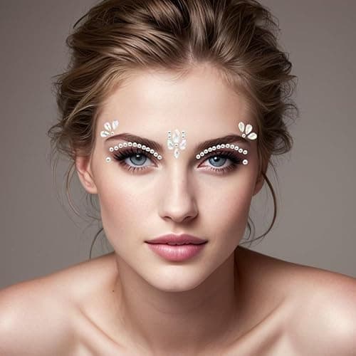 HZXINYI Glitzersteine Gesicht - Edelsteine-Temporäre Tattoos, Glitzer Gesichtssteine zum Aufkleben, Party- und Festivalfahrzeug für Stil 4 thumbnail 2