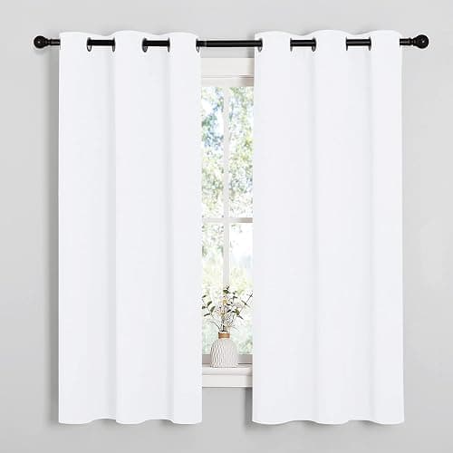 NICETOWN White Window Curtain Panels - 50% Light Blocking Curtains for Bedroom & Dining Room Window (Set of 2, 42 inches x 63 inches) - Image 1