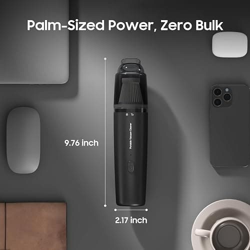 A9life Handheld Vacuum Cordless, Car Vacuum Cleaner Portable with HEPA Filter, 2 Suction Modes, Mini Hand Held Vacuum Rechargeable for Car, Home, Pet Hair, Office, Desk, Keyboards (Black) thumbnail 2