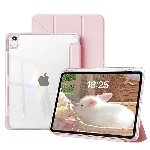 GKABXY Clear Case for iPad mini 7 A17 Pro 8.3 Inch, iPad mini 7th/6th Generation Case (2024/2021),Slim Shockproof Transparent Back,Y-Shaped Mutil Angles Folding,Supports Pencil Pro&USB-C (Pink) - Image 1