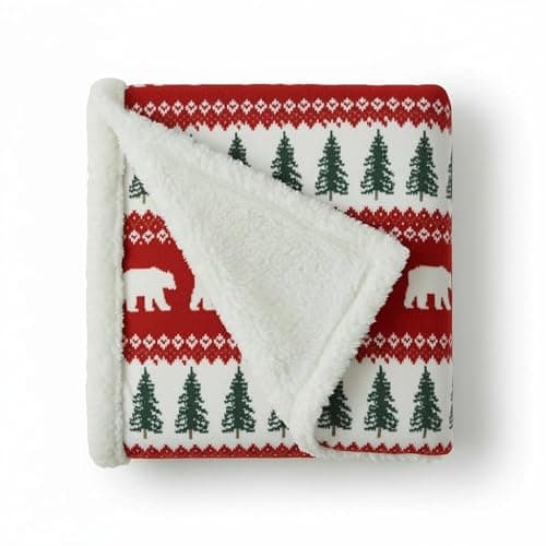 Eddie Bauer - Sherpa Throw Blanket for Couch 50x60 – Ultra Soft Reversible Fleece & Plush Sherpa Blanket, Warm Cozy Bear & Pine Cabin Throw for Sofa, Bed, Living Room Decor - Image 1