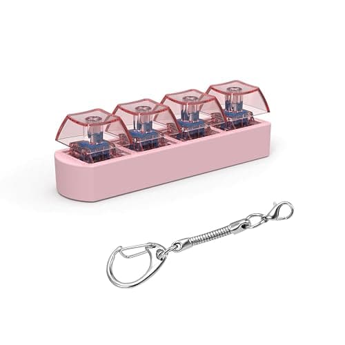 FunnAura Keyboard Fidget Toy with LED, 4 Button Keychain Toys Gift for Boys Girls(Pink) thumbnail 2