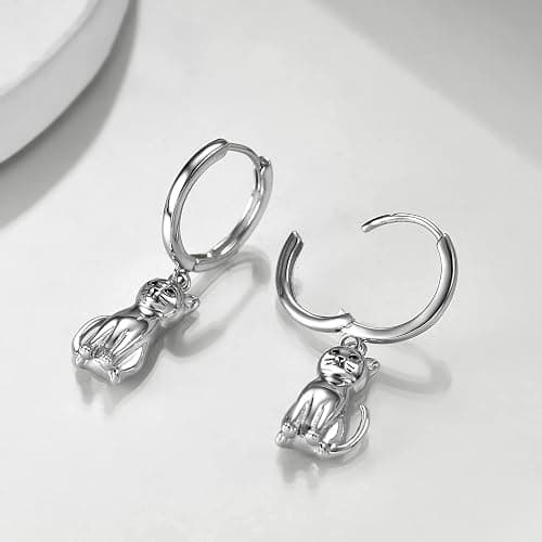 925 Sterling Silver Owl/Bee/Dragonfly/Flamingo/Butterfly/Dragon/Bat/Hummingbird/Fox/Penguin/Ladybug/Mermaid/Cat Earrings Dangle Drop Animal Earrings Jewelry Gifts for Women thumbnail 5