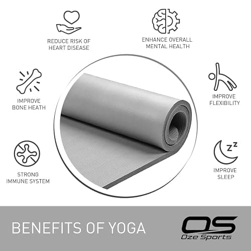 Yoga Mat Exercise NBR Fitness foam mat Extra Thick Non-Slip Large Padded High Density ideal for HiiT Pilates gymnastics mats Fitness & Workout with Free Carry Strap thumbnail 3