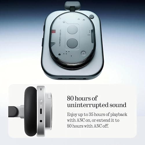 Nothing Headphone (1) Hybrid Active Noise Cancelling Headphones, Wireless Over-Ear Headphones with 6 Mics, 80Hrs Playtime, Hi-Res Audio, KEF-Tuned, Spatial Sound, Comfort Fit & Fast Charging White thumbnail 3