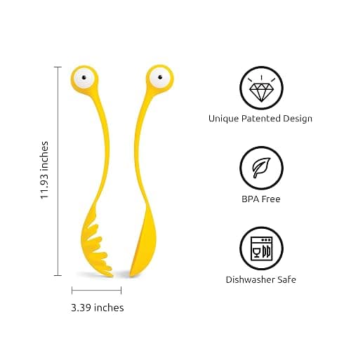 OTOTO Pasta Monsters and Salad Servers - BPA-Free Fun Kitchen Gadgets - 100% Food Safe Salad Spoon and Fork Set - 11.93x 3.39 x 2.24 inch thumbnail 2
