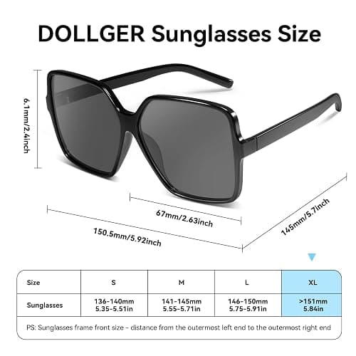 Dollger Oversized Square Sunglasses for Women Big Large Wide Fashion Shades for Men UV Protection Unisex thumbnail 7